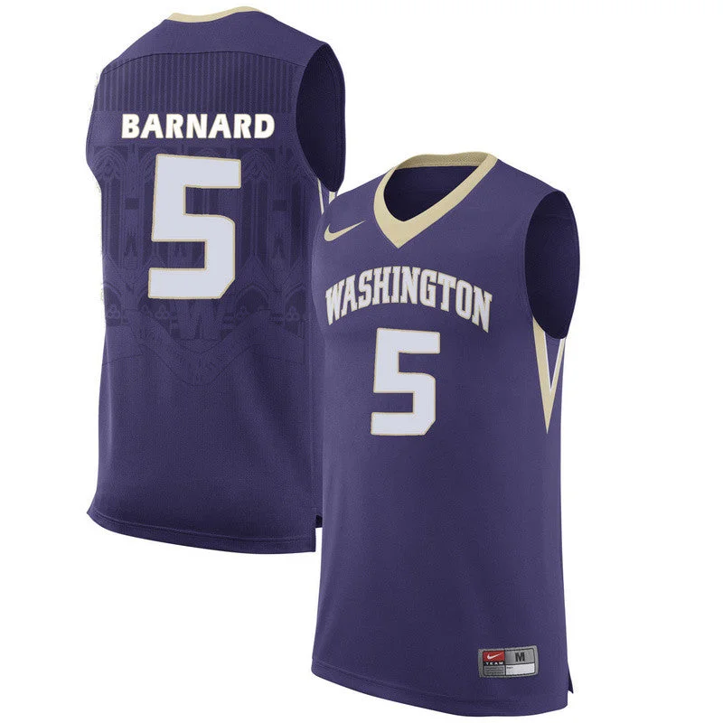 Basketball Jersey With Vivid Colors-Washington Huskies 5 Quin Barnard Purple College Basketball Basketball Jersey