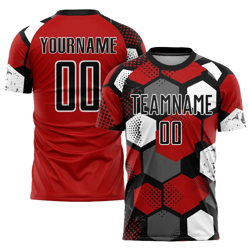 Football Jersey With Unique Features-Custom Red Black-White Sublimation Soccer Uniform Jersey