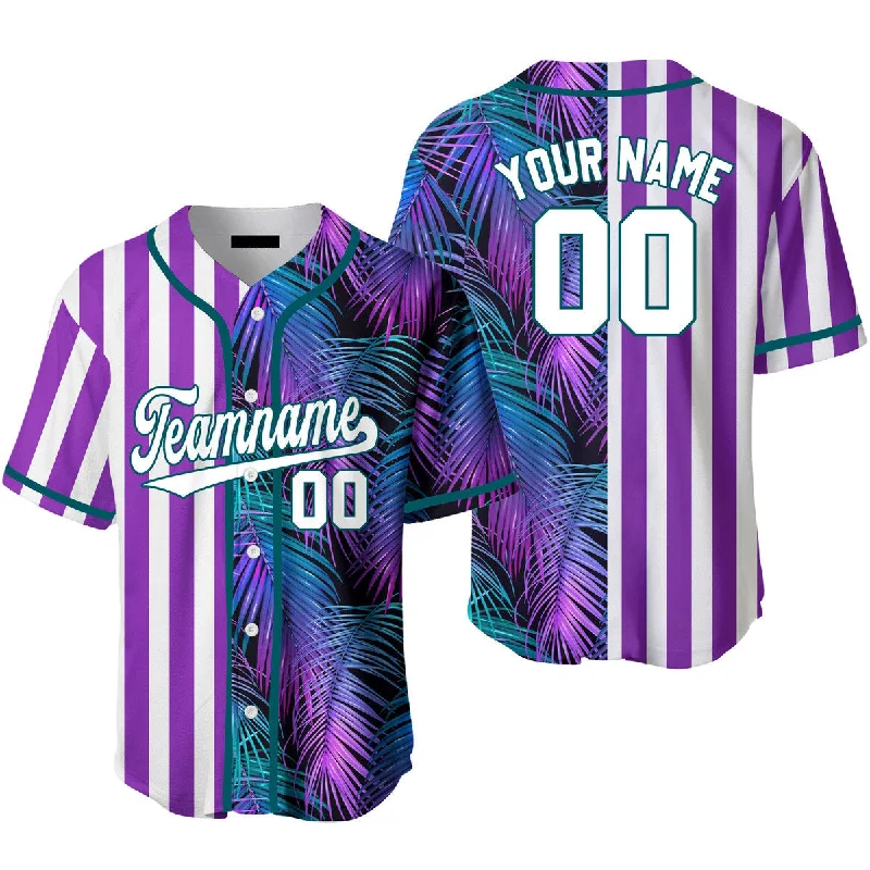 Game-Day Football Jersey-Game-Day Basketball Jersey-Quick-Dry Baseball Jersey-Custom Tropical Purple White- Kelly Green Split Fashion Baseball Jerseys For Men & Women