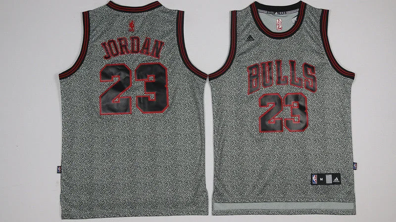 Basketball Jersey With Sponsor Logo-Bulls 23 Michael Jordan Grey Snowflake Swingman Basketball Jersey