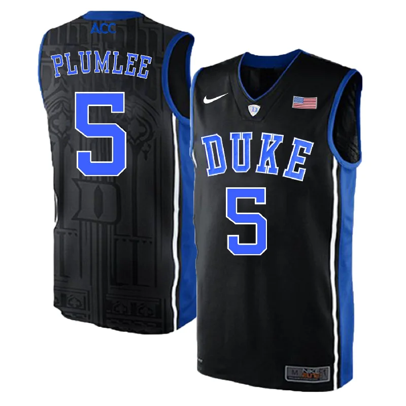 Basketball Jersey For Action Sports-Duke Blue Devils 5 Mason Plumlee Black Elite College Basketball Basketball Jersey