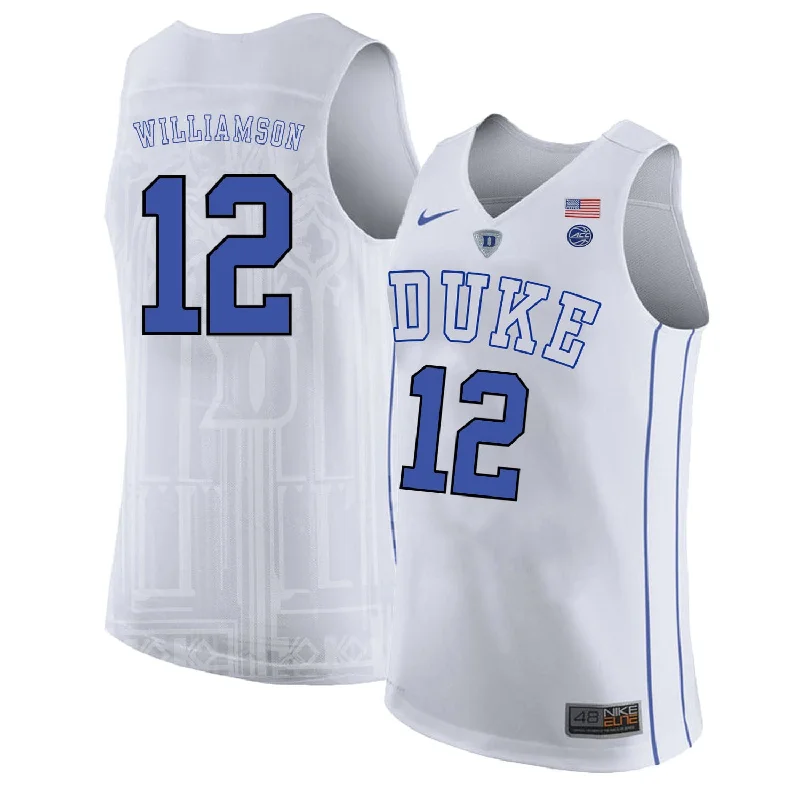 Basketball Jersey For National Teams-Duke Blue Devils 12 Zion Williamson White College Basketball Basketball Jersey