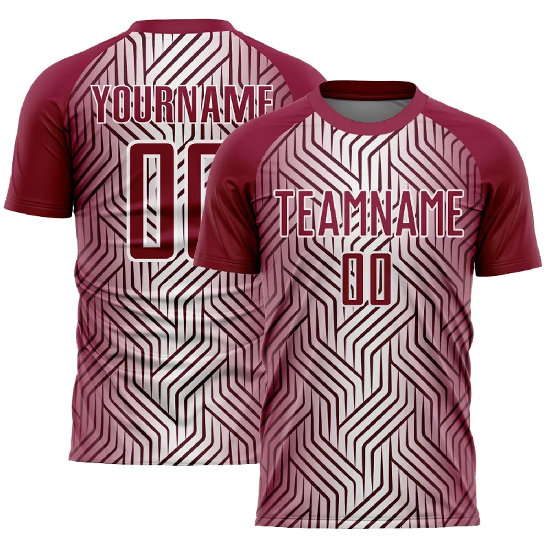 Football Jersey For Custom Orders-Custom Maroon White Lines Sublimation Soccer Uniform Jersey