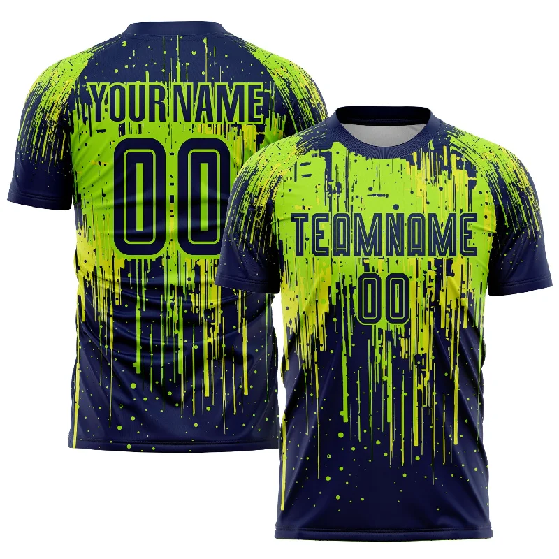 Football Jersey For Fans Of The Game-Custom Neon Green Navy-Neon Yellow Sublimation Soccer Uniform Jersey