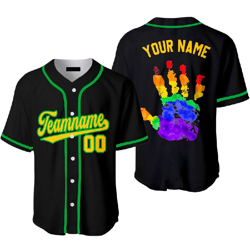 Football Jersey For Fans-Basketball Jersey For Fans-70s Baseball Jersey-Custom Black Color Pride Hand LGBT Baseball Jersey, Gift for LGBT shirt