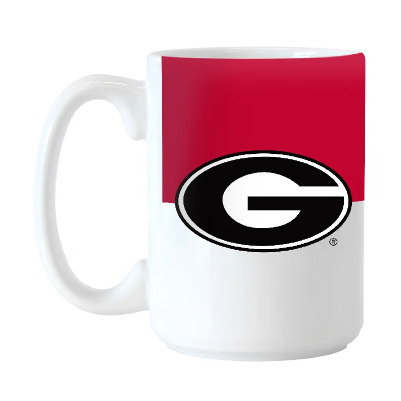 Team Mug With Lid-Georgia Colorblock 15oz Sublimated Mug