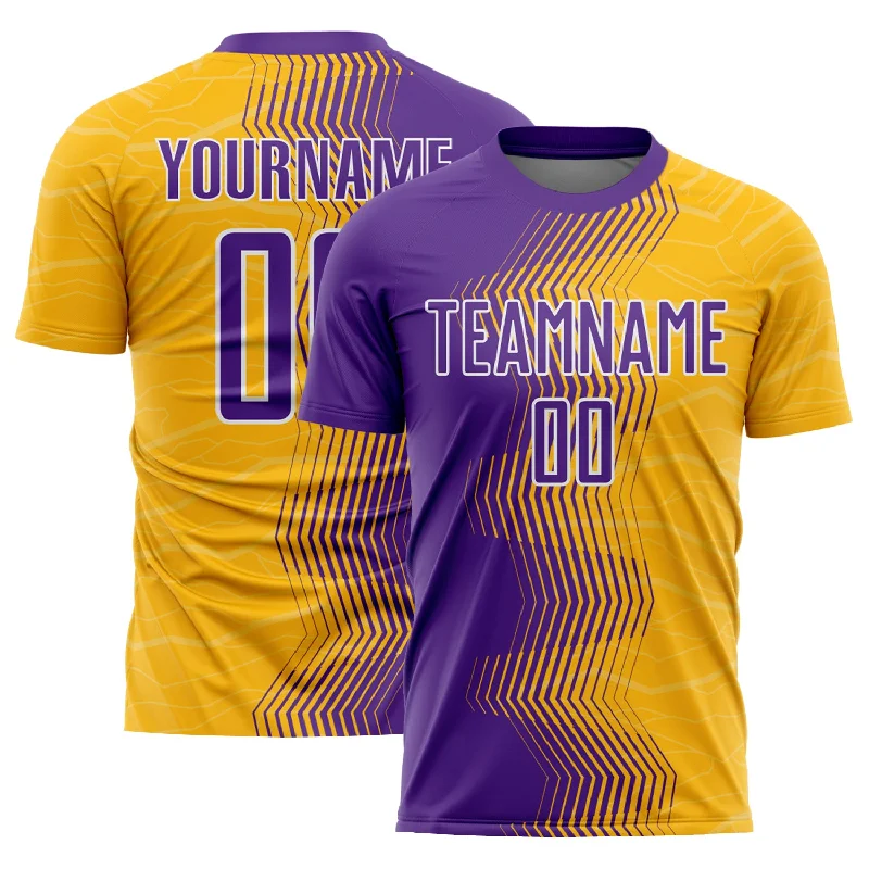 Football Jersey For Training-Custom Gold Purple-White Gradient Arrow Sublimation Soccer Uniform Jersey