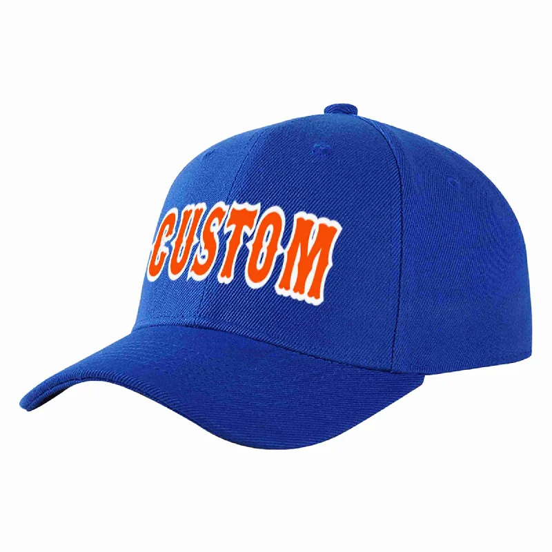 Exclusive Baseball Cap-Custom Royal Orange-White Curved Eaves Sport Baseball Cap Design for Men/Women/Youth