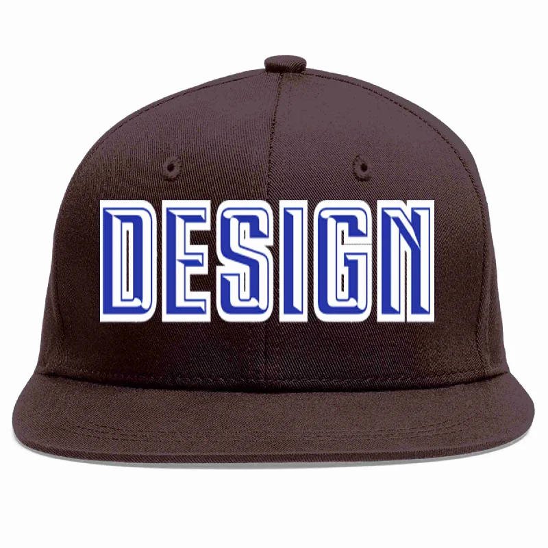 Winter Baseball Cap-Custom Brown Royal-White Flat Eaves Sport Baseball Cap Design for Men/Women/Youth