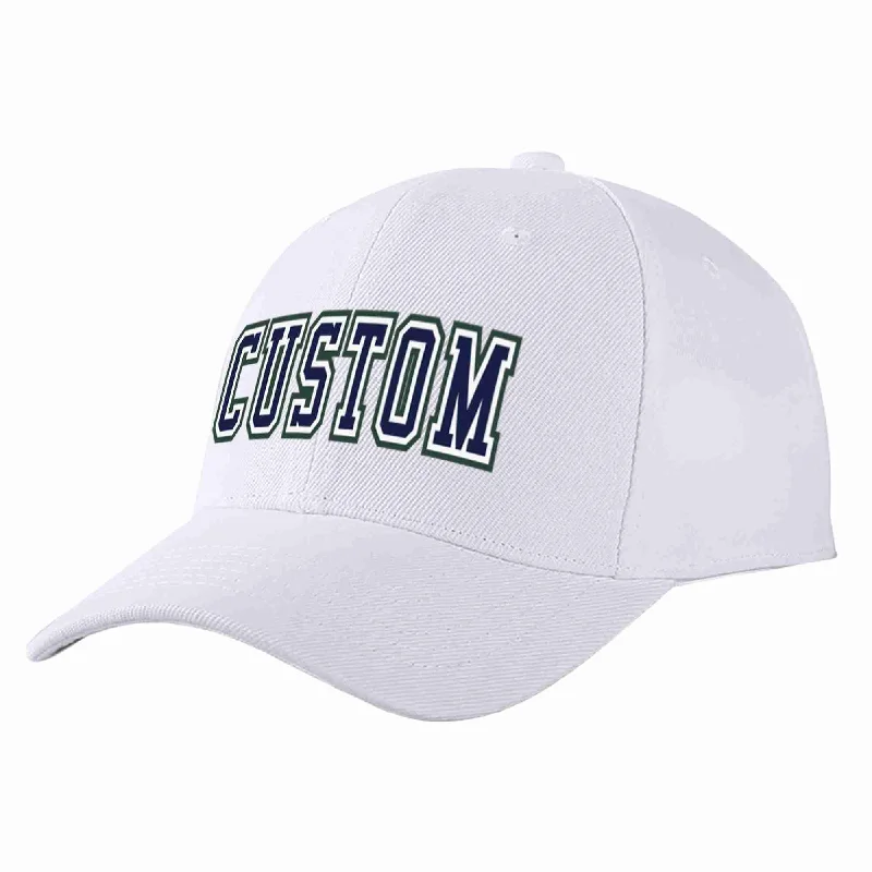 Baseball Cap For Referees-Custom White Navy-White Curved Eaves Sport Baseball Cap Design for Men/Women/Youth