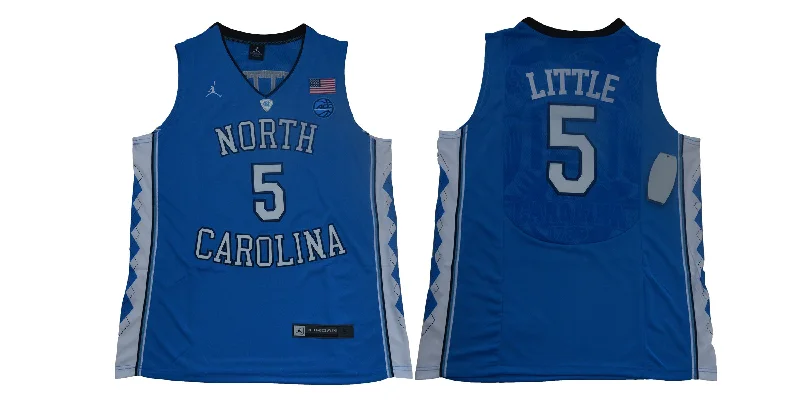 NBA Basketball Jersey-North Carolina Tar Heels 5 Nassir Little Blue College Basketball Basketball Jersey