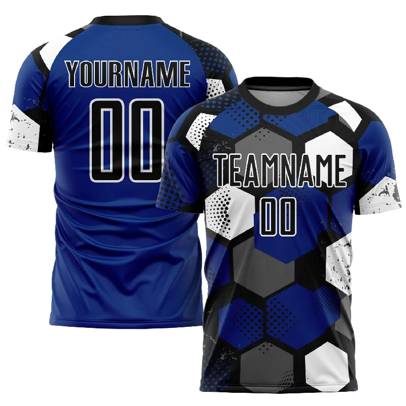 Football Jersey For Classic Football Style-Custom Royal Black-White Sublimation Soccer Uniform Jersey