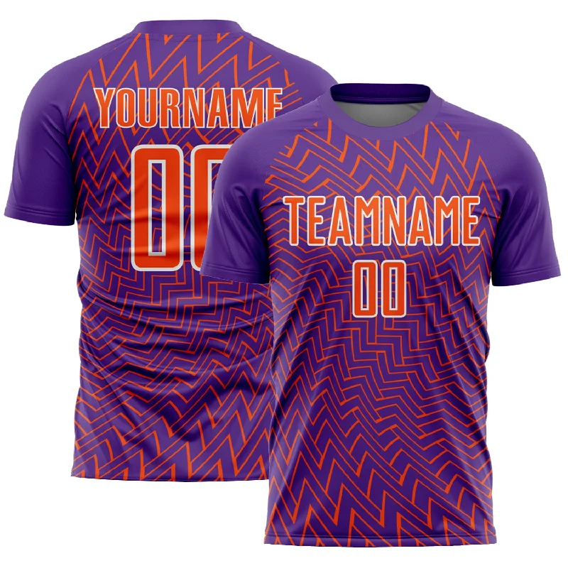 Football Jersey For Tournament Play-Custom Purple Orange-White Lines Sublimation Soccer Uniform Jersey