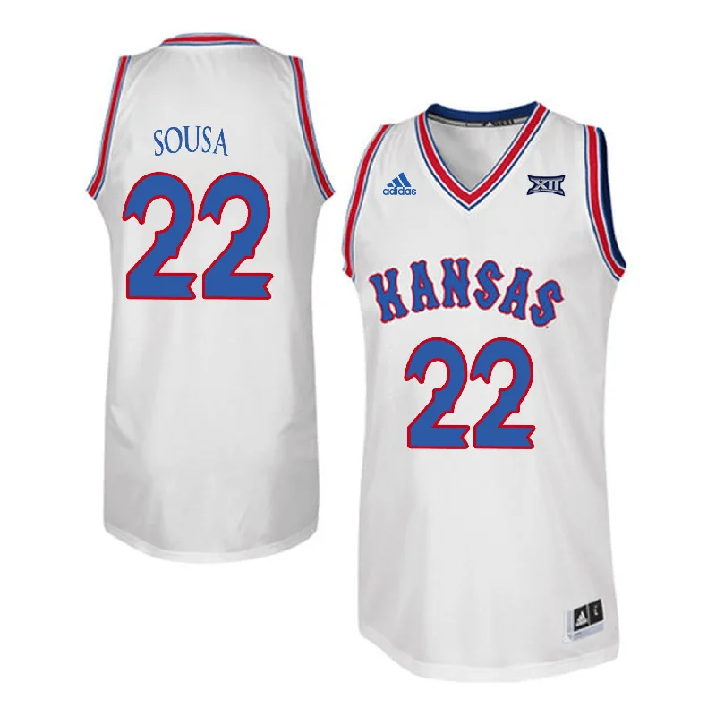 Basketball Jersey For Basketball Fans-Kansas Jayhawks 22 Silvio De Sousa White Throwback College Basketball Basketball Jersey