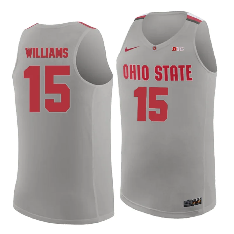 Basketball Jersey For The Ultimate Fan-Ohio State Buckeyes 15 Kam Williams Gray College Basketball Basketball Jersey