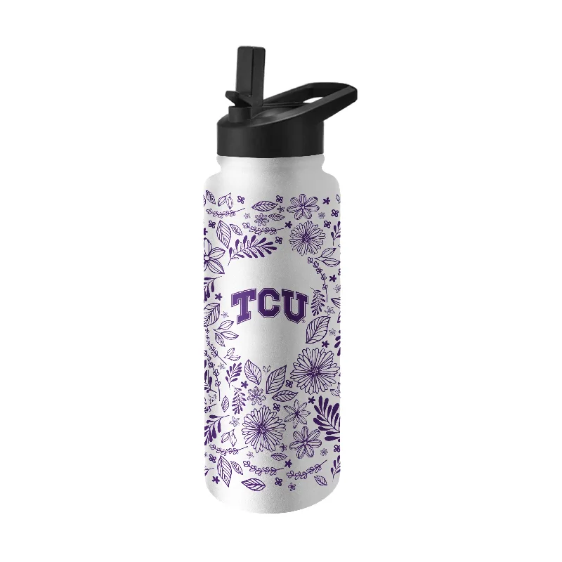 Team Mug For Veterans-TCU Quencher Botanical Flip Top Water Bottle