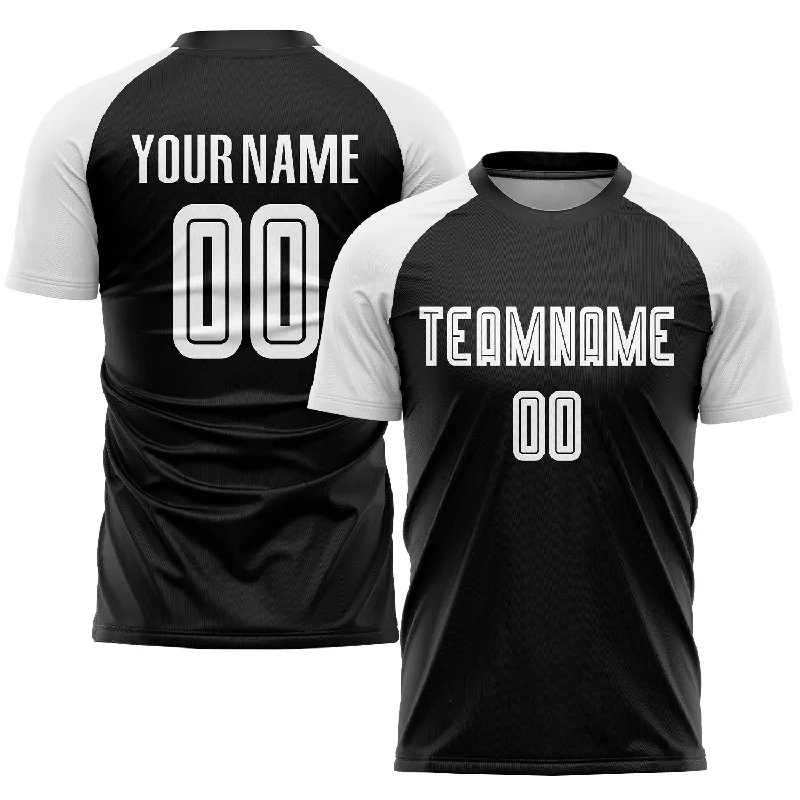 Football Jersey For College Teams-Custom Black White Sublimation Soccer Uniform Jersey