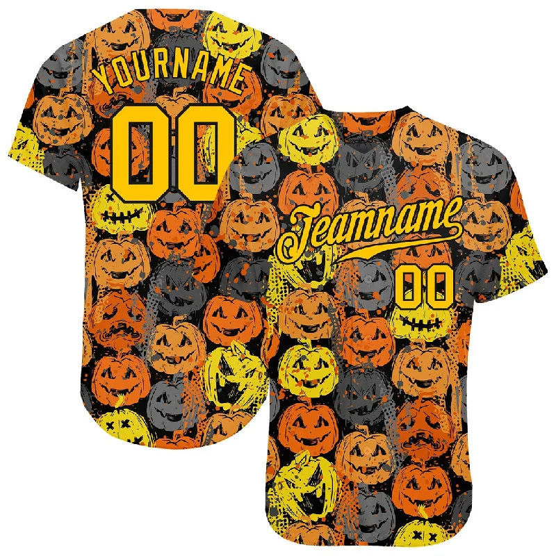 Football Jersey With Pinstripes-Basketball Jersey With Pinstripes-Baseball Jersey For Fundraisers-Coolspod Custom 3D Pattern Halloween Pumpkins Baseball Jersey, Halloween Shirt