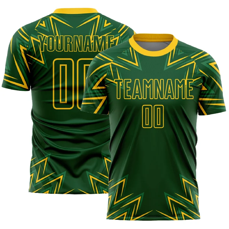 Football Jersey With Bold Logos-Custom Green Yellow Geometric Shapes Sublimation Soccer Uniform Jersey