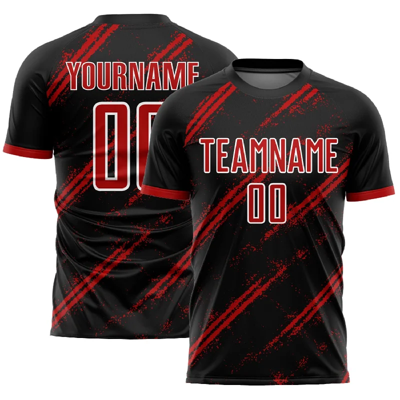 Football Jersey For Women-Custom Black Red-White Sublimation Soccer Uniform Jersey