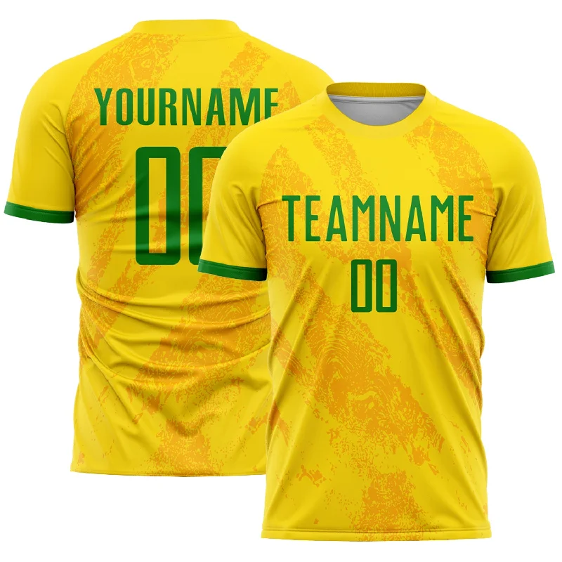 Football Jersey With Name-Custom Gold Grass Green Sublimation Soccer Uniform Jersey