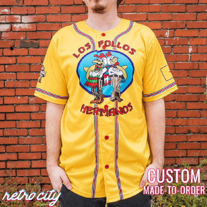 Football Jersey For Hip-Hop Style-Basketball Jersey For Hip-Hop Style-Baseball Jersey With Hood-Los Pollos Hermanos Gus Fring Full-Button Baseball Jersey