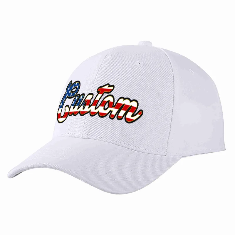 Retro Baseball Cap-Custom White Vintage USA Flag-Gold Curved Eaves Sport Baseball Cap Design for Men/Women/Youth