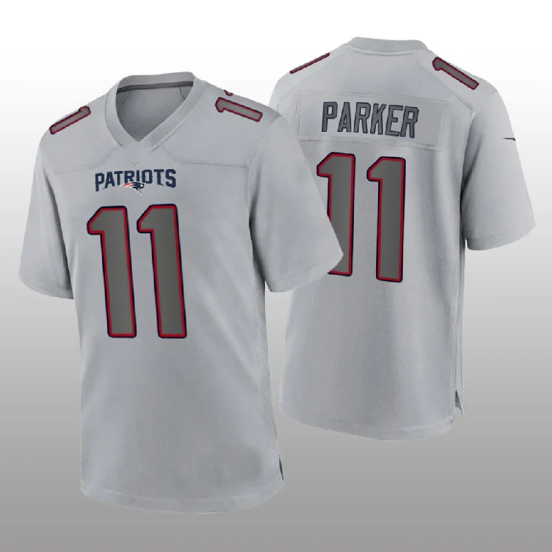 Rugby Jersey With Heritage Badge-NE.Patriots #11 DeVante Parker Gray Atmosphere Game Jersey Stitched American Football Jerseys