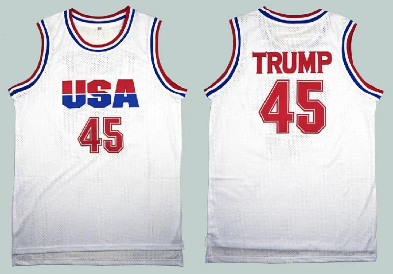 Basketball Jersey For Tournament Play-USA 45 Donald Trump White 2016 Commemorative Edition Basketball Basketball Jersey