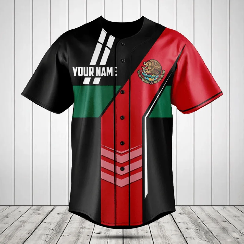 Football Jersey With Modern Look-Basketball Jersey With Minimalist Look-Baseball Jersey With Silver Highlights-Customize Mexico Flag Speed Style Baseball Jersey Shirt, Gift for Him Mexican