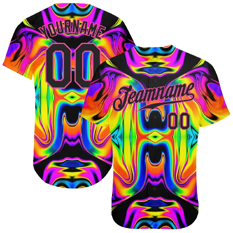 Classic Football Jersey-Classic Basketball Jersey-Classic Baseball Jersey-Custom 3D Pattern Design Abstract Iridescent Psychedelic Swirl Fluid Art Authentic Baseball Jersey