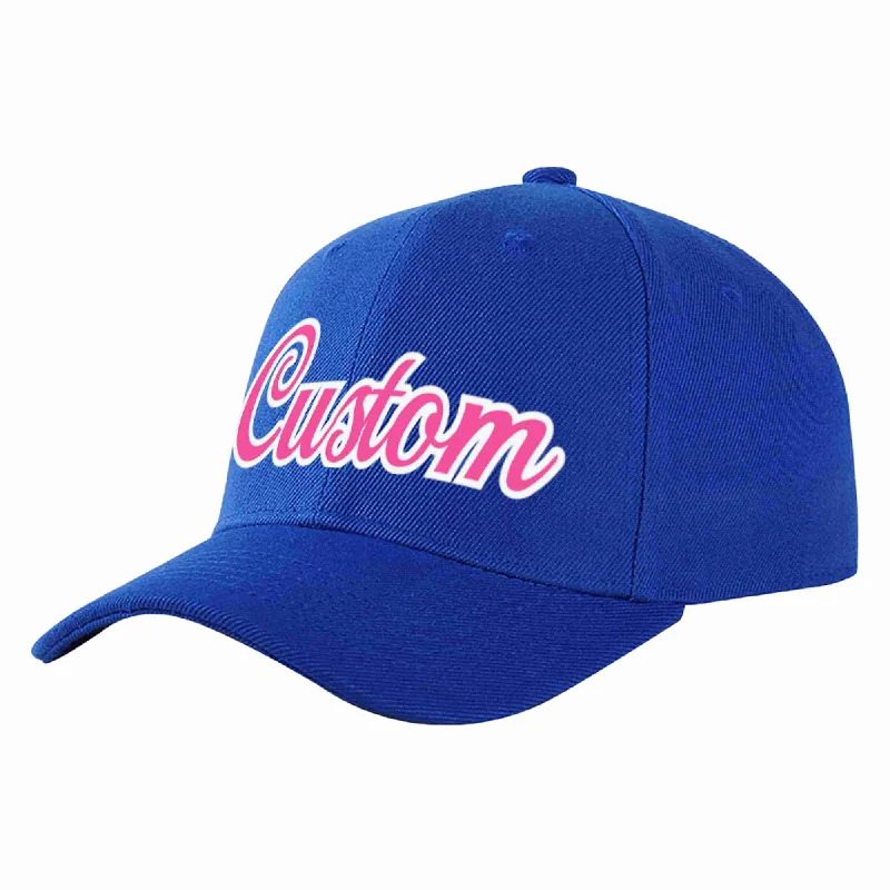 Logo Baseball Cap-Custom Royal Pink-White Curved Eaves Sport Baseball Cap Design for Men/Women/Youth