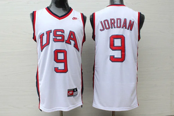 Customizable Basketball Jersey-USA Basketball 9 Jordan White 1984 New Revolution 30 Basketball Jersey