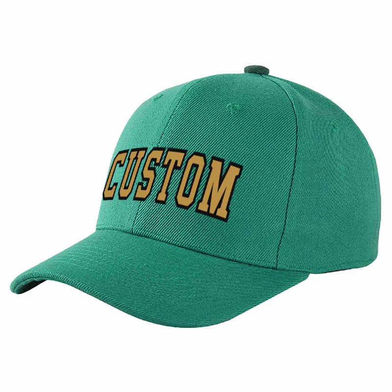 Trucker Baseball Cap-Custom Light Green Old Gold-Black Curved Eaves Sport Baseball Cap Design for Men/Women/Youth