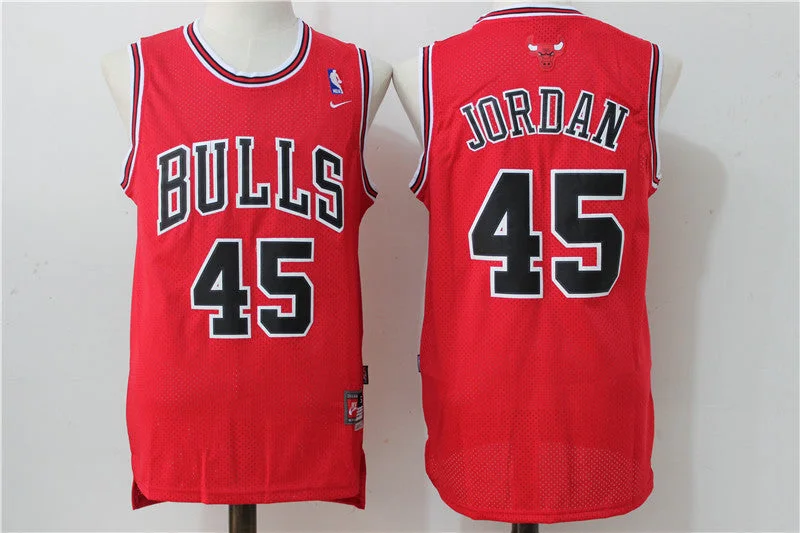 Basketball Jersey With Patch Design-Bulls 45 Michael Jordan Red Stitched Basketball Jersey