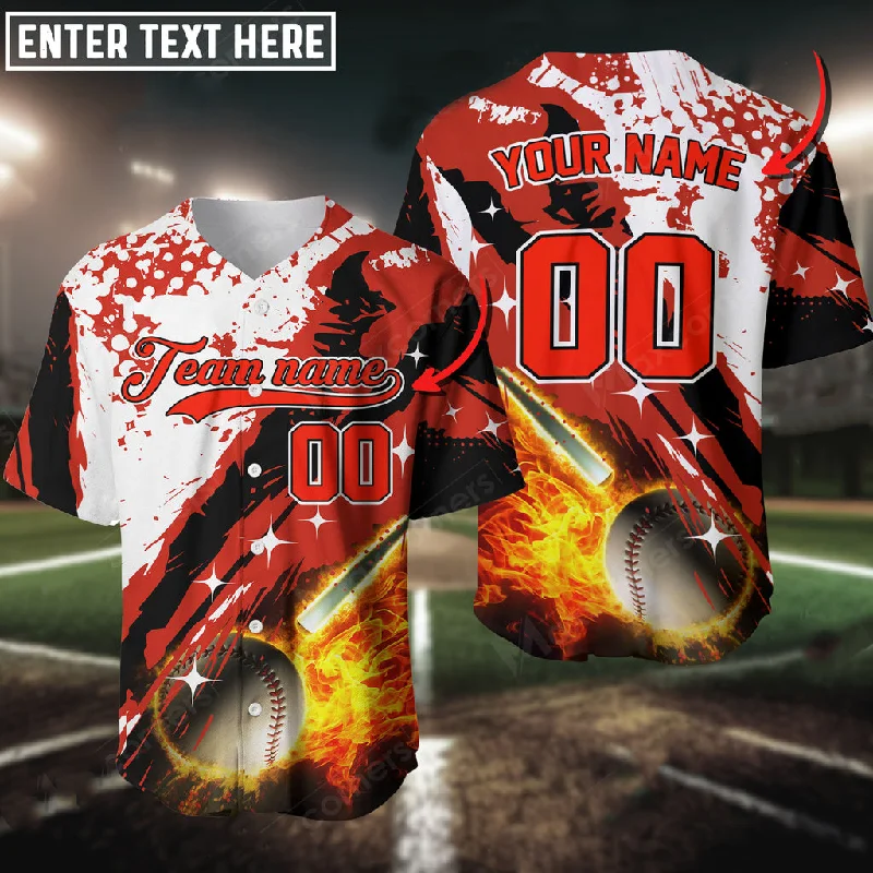 Performance Football Jersey-Performance Basketball Jersey-Recycled Fabric Baseball Jersey-Baseball Jersey Black Red Paint Pattern Custom 3D Shirt for Baseball Team Players