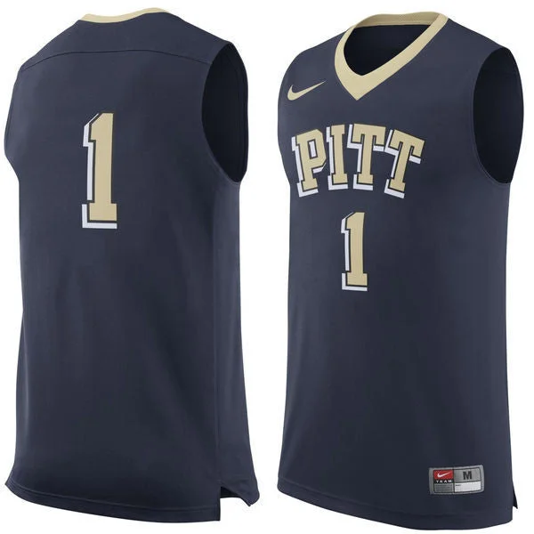 Basketball Jersey With Lightweight Design-Pitt Panthers #1 Navy Blue Basketball College Basketball Jersey