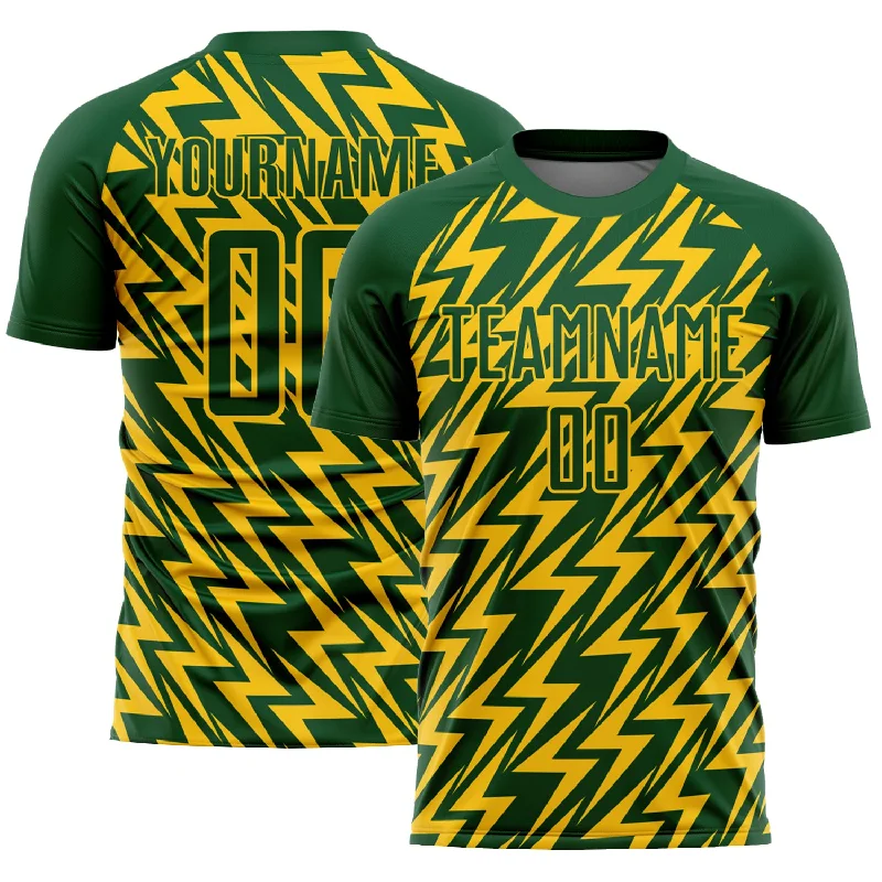 Football Jersey With Personalized Design-Custom Green Yellow Lightning Sublimation Soccer Uniform Jersey