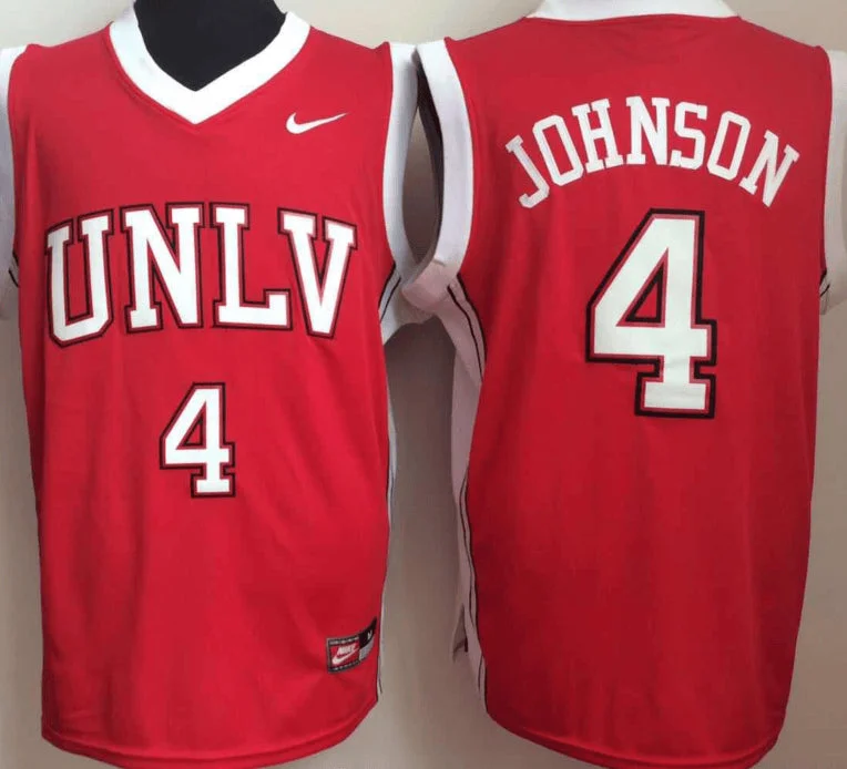 Basketball Jersey With Secure Fit-Unlv Rebels 4 Larry Johnson Red College Basketball Basketball Jersey