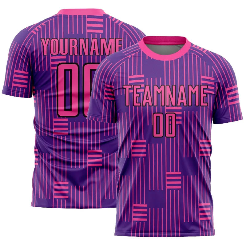 Football Jersey With Unique Features-Custom Purple Pink-Black Lines Sublimation Soccer Uniform Jersey