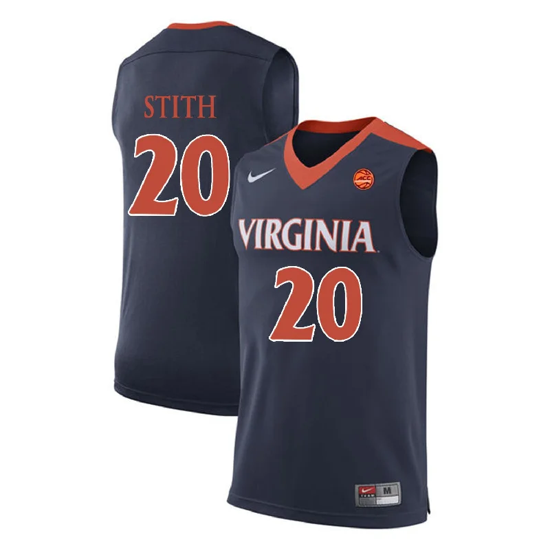 Basketball Jersey For Charity Events-Virginia Cavaliers 20 Bryant Stith Navy College Basketball Basketball Jersey