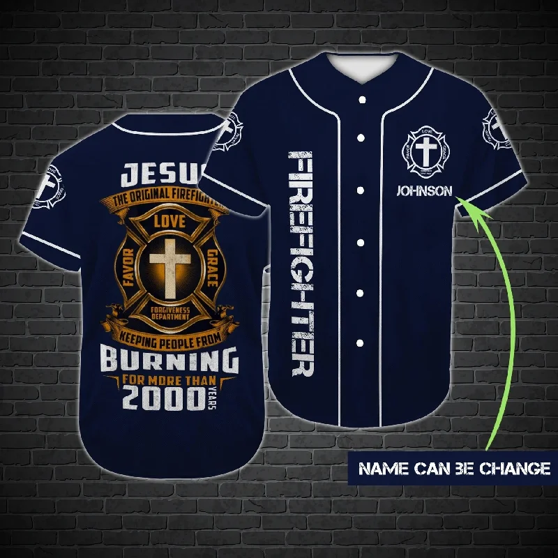 Printed Football Jersey-Embroidered Basketball Jersey-Printed Baseball Jersey-Cross Baseball Jersey - Jesus Original Firefighter Custom Baseball Jersey