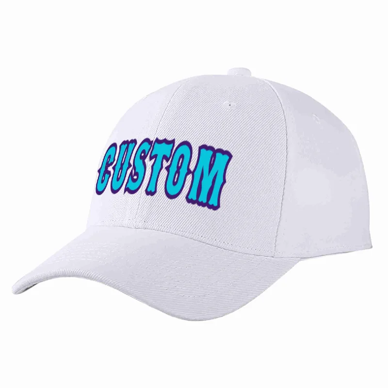 Baseball Cap For Drivers-Custom White Light Blue-Purple Curved Eaves Sport Baseball Cap Design for Men/Women/Youth