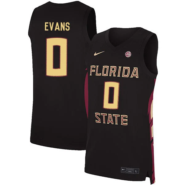 Basketball Jersey With Advanced Technology-Florida State Seminoles 0 Rayquan Evans Black Basketball College Basketball Jersey