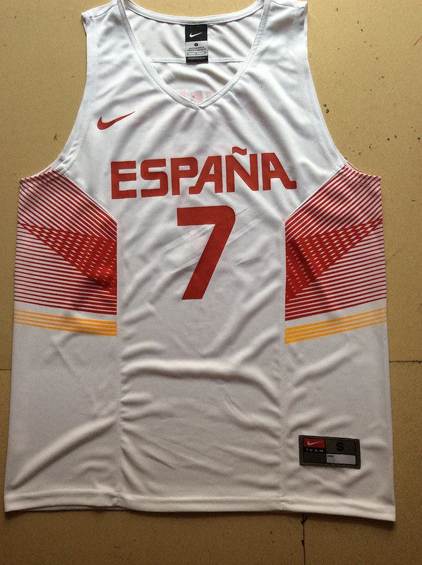 Basketball Jersey For National Competitions-Spain 7 Juan Navarro White 2014 FIBA Basketball Jerseys