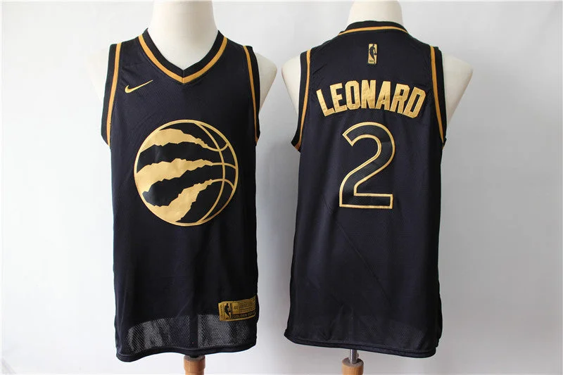 Customizable Basketball Jersey-Raptors 2 Kawhi Leonard Black Gold Swingman Basketball Jersey