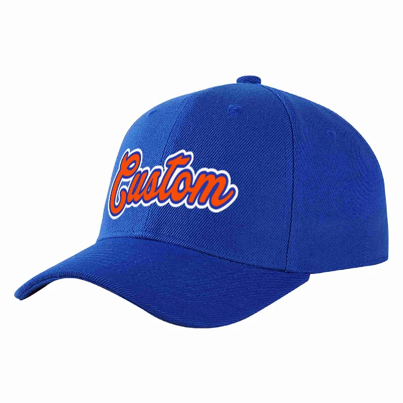 Throwback Baseball Cap-Custom Royal Orange-Royal Curved Eaves Sport Baseball Cap Design for Men/Women/Youth