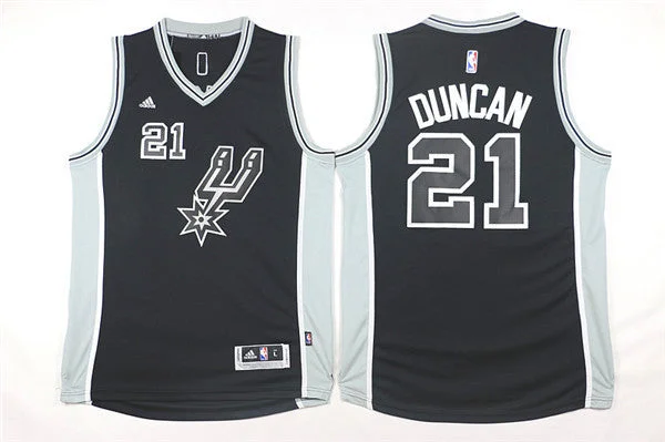 Basketball Jersey With Team Branding-Spurs 21 Tim Duncan Black 2015-16 Swingman Basketball Jersey