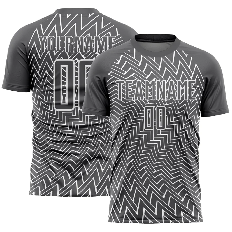 Football Jersey For Away Games-Custom Steel Gray White Lines Sublimation Soccer Uniform Jersey