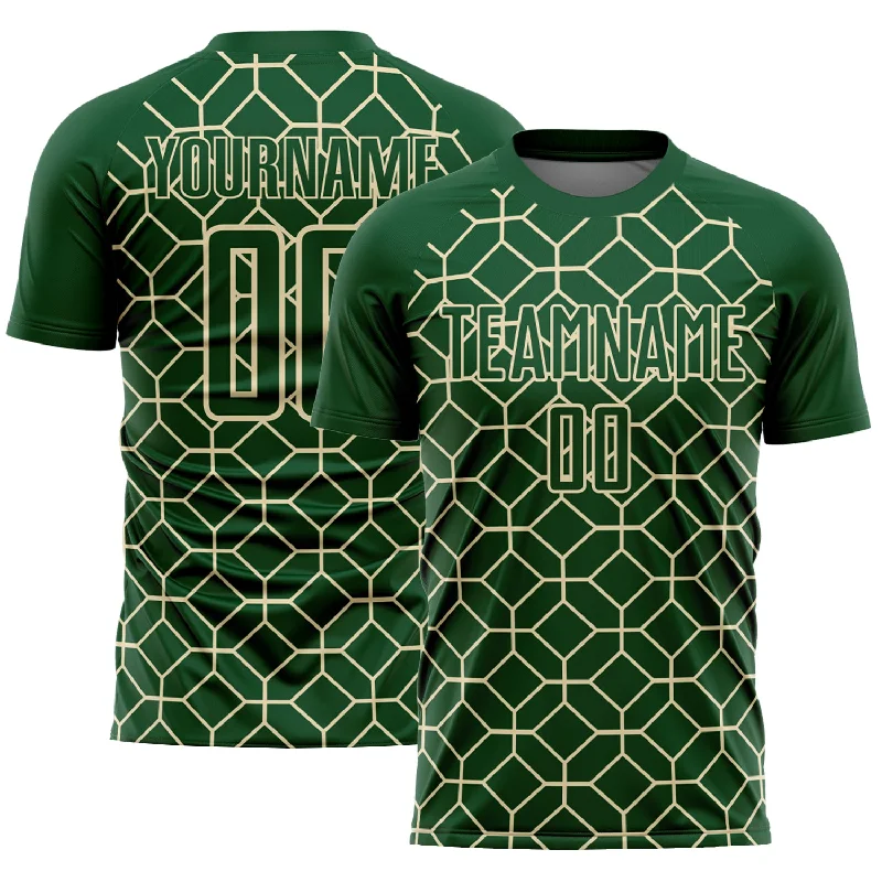 Football Jersey For Big Guys-Custom Green City Cream Geometric Shapes Sublimation Soccer Uniform Jersey